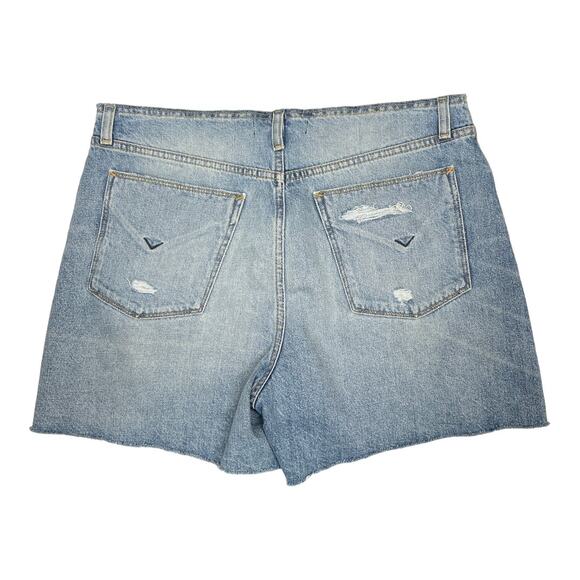 Hudson Sloane Short 29 Distressed Denim Step Hem Button Fly Light Wash Cutoffs - Picture 3 of 8